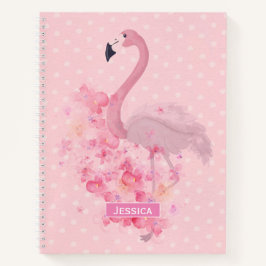 Rosa Flamingo Floral und Punkte genannt Notizblock