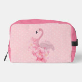 Rosa Flamingo Floral und Punkte genannt Waschbeutel (Rückseite)
