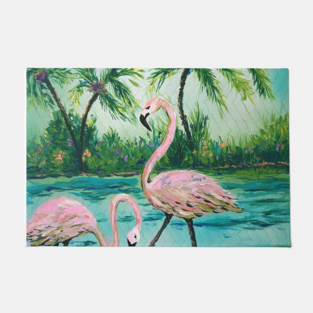 Rosa Flamingo-Florida-Fußmatte Fußmatte (Vorderseite)