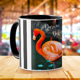 Rosa Flamingo Foto Schwarz-weiße Streifen Dare Quo Tasse