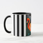 Rosa Flamingo Foto Schwarz-weiße Streifen Dare Quo Tasse (Links)