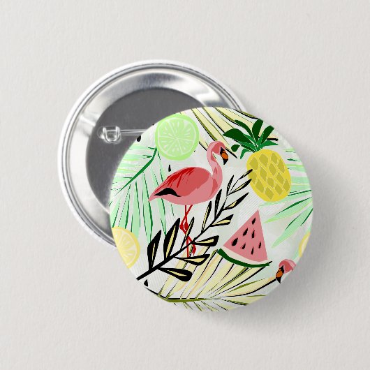 Rosa Flamingo, Früchte Button (Vorne & Hinten)