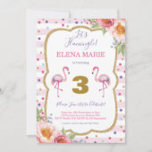 Rosa Flamingo Geburtstag Tropisches Party Confetta Einladung (Vorderseite)