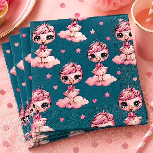Rosa Flamingo Geburtstagsfeier Serviette