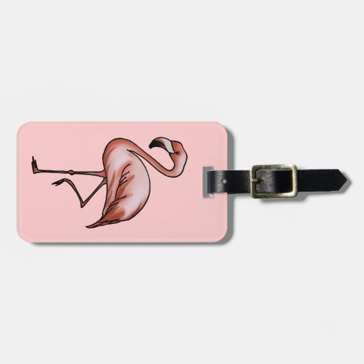 rosa Flamingo Gepäckanhänger (Vorderseite horizontal)