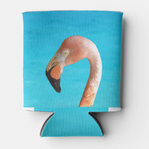 Rosa Flamingo-Gesicht gegen blaues Wasser Dosenkühler