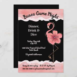 Rosa Flamingo Girls Night Bunco Einladung