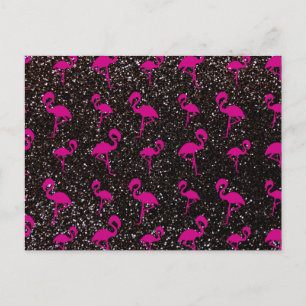 Rosa Flamingo-Glitzer Postkarte