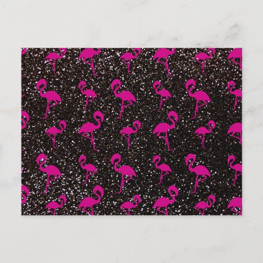 Rosa Flamingo-Glitzer Postkarte (Vorderseite)