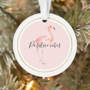 Rosa Flamingo Gold und Rahmen personalisiert Ornament