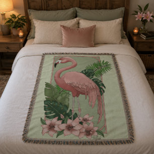 Rosa Flamingo Grüne Blätter Lilie Decke