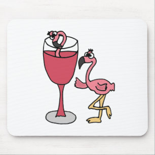 Rosa Flamingo herein Rosewein-Glas Mousepad