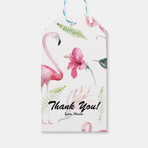 Rosa Flamingo & Hibiskus Tropical Partygeschenk Geschenkanhänger