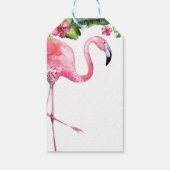 Rosa Flamingo & Hibiskus Tropisches Gastgeschenk Geschenkanhänger (Rückseite)