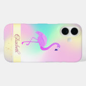 Rosa Flamingo Holografischer Ombre Case-Mate iPhone Hülle (Rückseite (Horizontal))