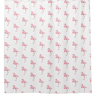 Rosa Flamingo Illustration Tropisches Muster weiß Duschvorhang