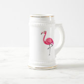 Rosa Flamingo im Cartoon-Stil Bierglas (VorderseiteRechts)