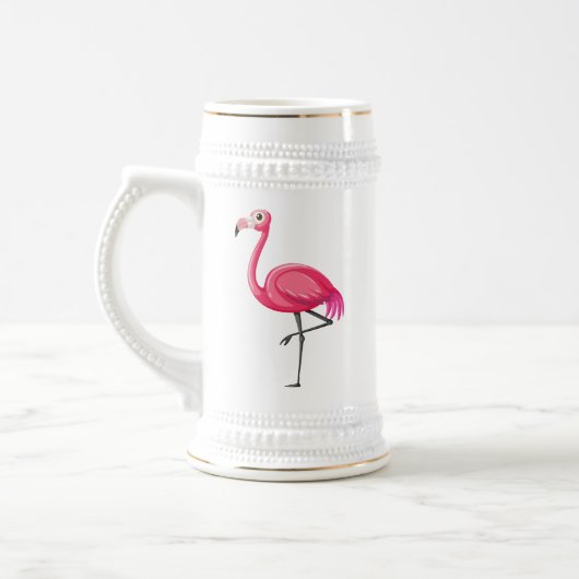 Rosa Flamingo im Cartoon-Stil Bierglas (Links)
