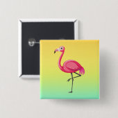 Rosa Flamingo im Cartoon-Stil Button (Vorne & Hinten)