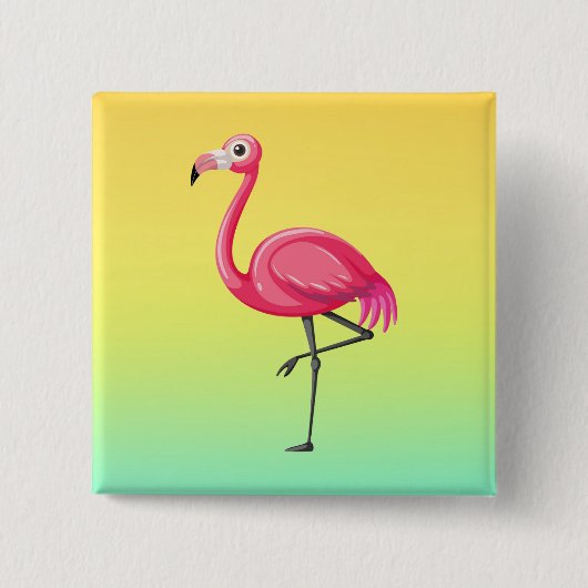 Rosa Flamingo im Cartoon-Stil Button (Vorderseite)