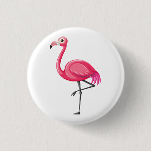 Rosa Flamingo im Cartoon-Stil Button