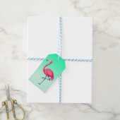 Rosa Flamingo im Cartoon-Stil Geschenkanhänger (Mit Garn)