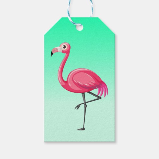 Rosa Flamingo im Cartoon-Stil Geschenkanhänger (Vorderseite)