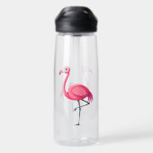Rosa Flamingo im Cartoon-Stil Trinkflasche (Rückseite)