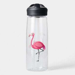Rosa Flamingo im Cartoon-Stil Trinkflasche