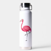 Rosa Flamingo im Cartoon-Stil Trinkflasche (Rückseite)
