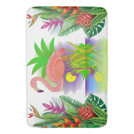 Rosa Flamingo im Paradies Badematte (Vorderseite Vertikal)