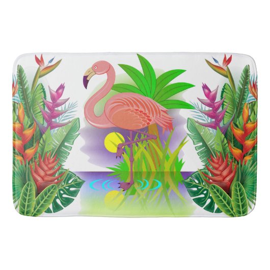 Rosa Flamingo im Paradies Badematte (Vorderseite)