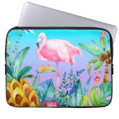 Rosa Flamingo im tropischen Wald Laptopschutzhülle (Vorderseite)