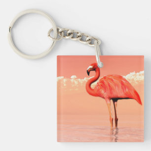 Rosa Flamingo im Wasser - 3D übertragen Schlüsselanhänger