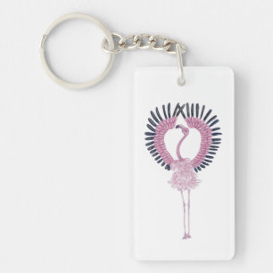 Rosa Flamingo in Ballett-Pose Schlüsselanhänger