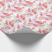 Rosa Flamingo in Blume Muster Party Packung Geschenkpapier (Ecke)