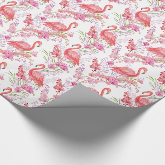 Rosa Flamingo in Blume Muster Party Packung Geschenkpapier (Ecke)