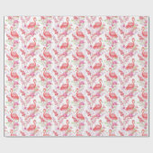 Rosa Flamingo in Blume Muster Party Packung Geschenkpapier (Flach)