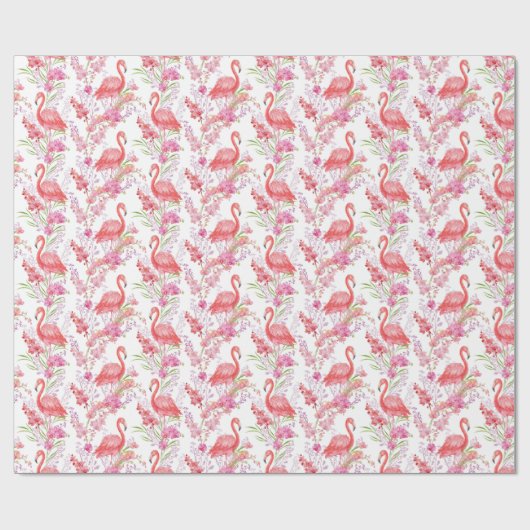 Rosa Flamingo in Blume Muster Party Packung Geschenkpapier (Flach)