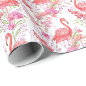 Rosa Flamingo in Blume Muster Party Packung Geschenkpapier (Rolleneckpunkt)