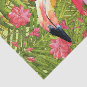 Rosa Flamingo in der Palme und in Monstera Seidenpapier (Ausschnitt)