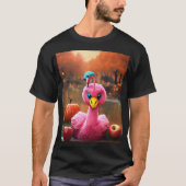 Rosa Flamingo in Dragon Kostüme Bobbing für Äpfel T-Shirt (Vorderseite)
