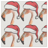 Rosa Flamingo in einer Weihnachtsmannmütze Stoff (Nahaufnahme)