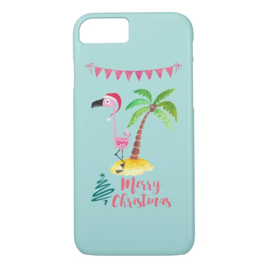 Rosa Flamingo in einer Weihnachtsmannmütze von Pal Case-Mate iPhone Hülle (Rückseite)