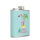 Rosa Flamingo in einer Weihnachtsmannmütze von Pal Flachmann (Rechts)