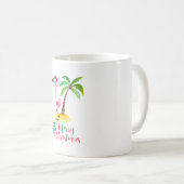 Rosa Flamingo in einer Weihnachtsmannmütze von Pal Kaffeetasse (VorderseiteRechts)