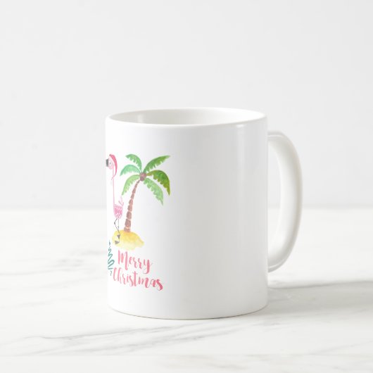 Rosa Flamingo in einer Weihnachtsmannmütze von Pal Kaffeetasse (VorderseiteRechts)