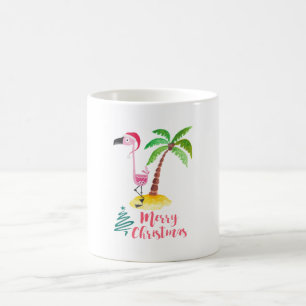 Rosa Flamingo in einer Weihnachtsmannmütze von Pal Kaffeetasse
