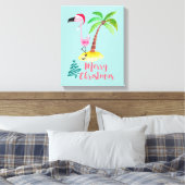 Rosa Flamingo in einer Weihnachtsmannmütze von Pal Leinwanddruck (Insitu (Schlafzimmer))