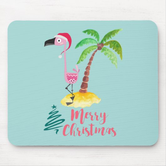 Rosa Flamingo in einer Weihnachtsmannmütze von Pal Mousepad (Vorne)